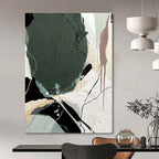Mixed - Media Abstract with Green Painting for Creative Coworking Spaces HENG505