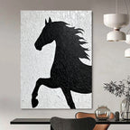 Textured Black Horse Silhouette Abstract Painting GAB0036
