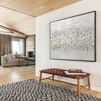 White Flower Field Abstract Painting for Minimalist Bedroom Retreats YHT214