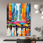 Colorful Umbrella City Abstract Painting for Urban - Chic Cafes GAB1288