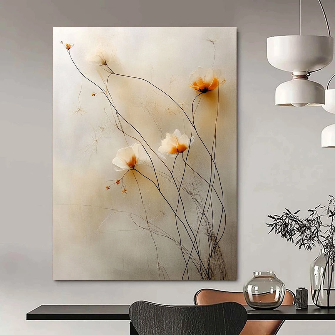 Delicate Flower Stems - Minimalist Botanical Abstract Art GAB0497