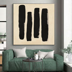 Black Vertical Strokes Abstract Painting with Minimalist Impact WINK240