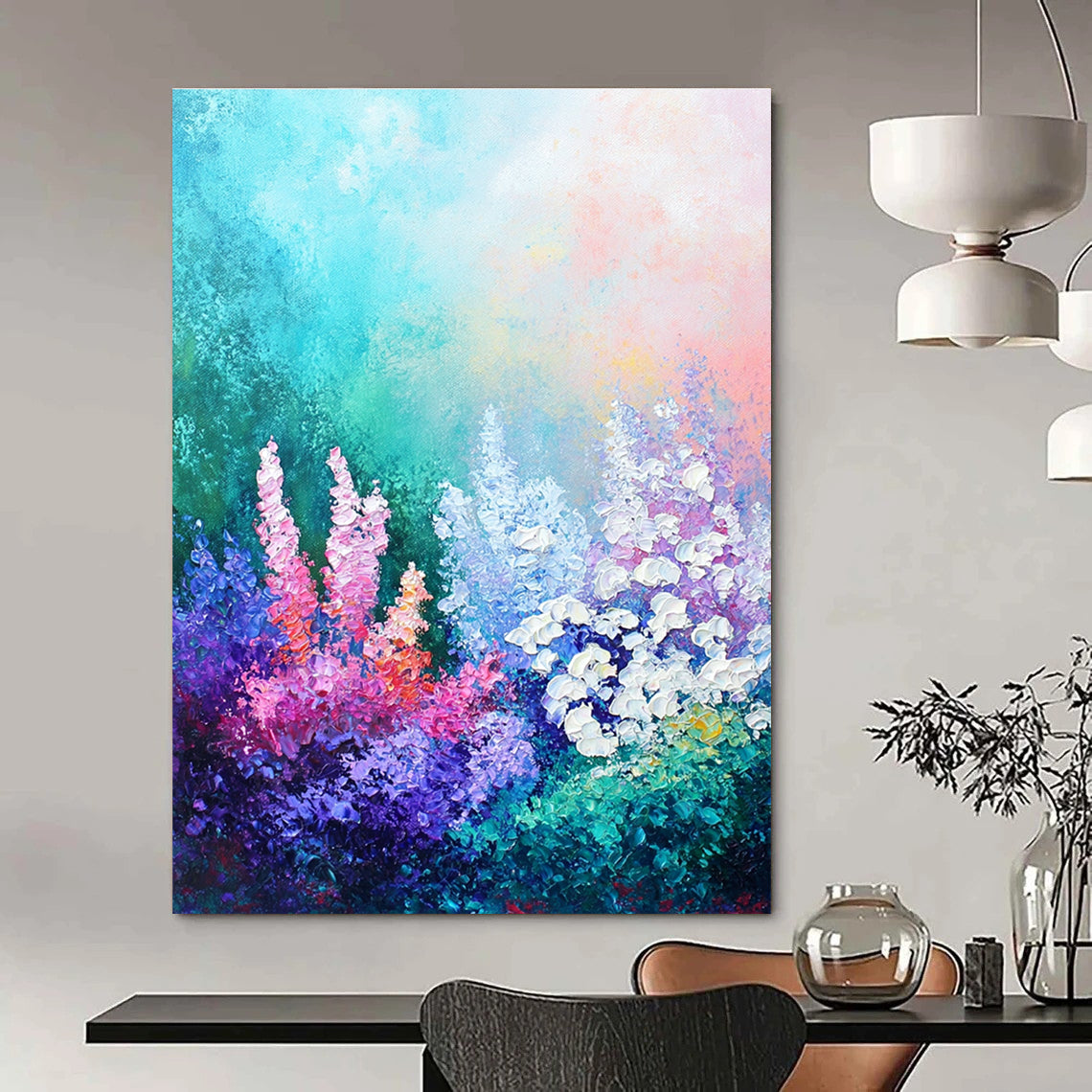 Colorful Flower Field Vibrant Landscape Abstract Painting GAB0273