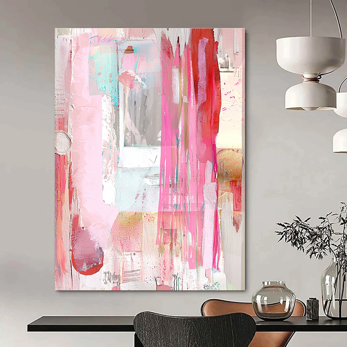 Pink Collage Abstract - Eclectic Mixed - Media Art GAB0393