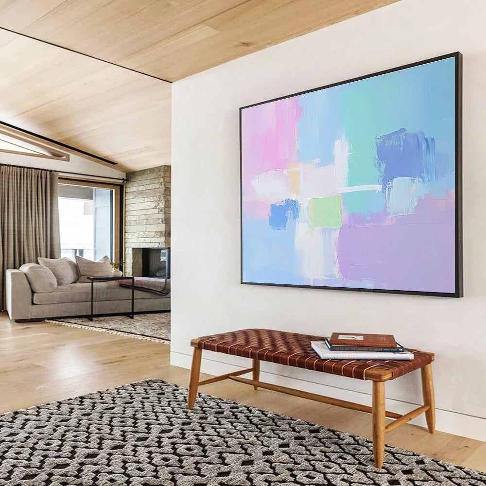 Pastel Color Block Abstract Painting with Delicate Harmony ABS414