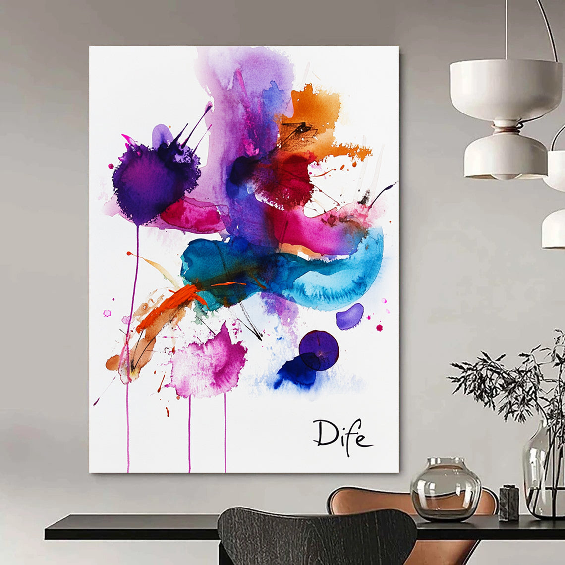 Vivid Watercolor Splatter Abstract Painting of Playful Chaos GAB0185