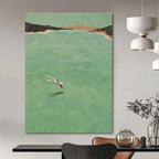Diver in Green Water Figurative Painting for Nature - Inspired Spaces HENG304