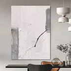 White and Gray Textured Fragment with Line Abstract Painting for Modern Art - Filled Hallways HENG363