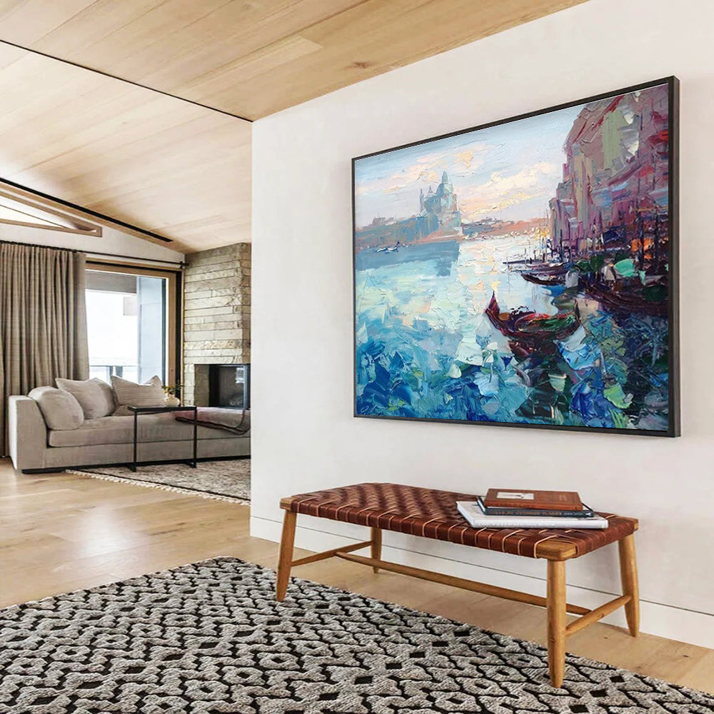 Venice Canal Repeat Abstract Painting for Italian - Inspired Home Decor Stores YHT466