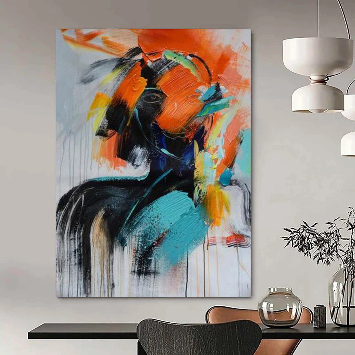 Colorful Abstract Portrait Painting for Modern Art Galleries HENG410