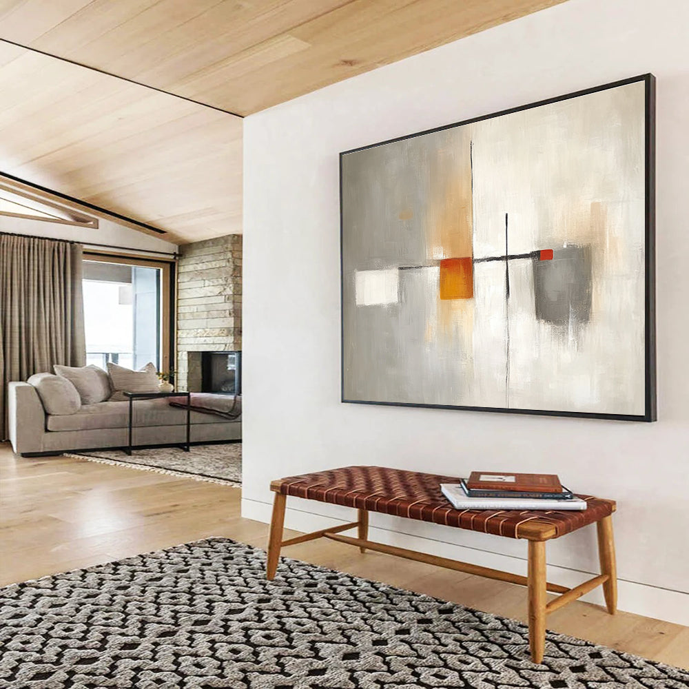 Monochromatic Minimalist Abstract Painting with Delicate Subtle Shifts ABS536