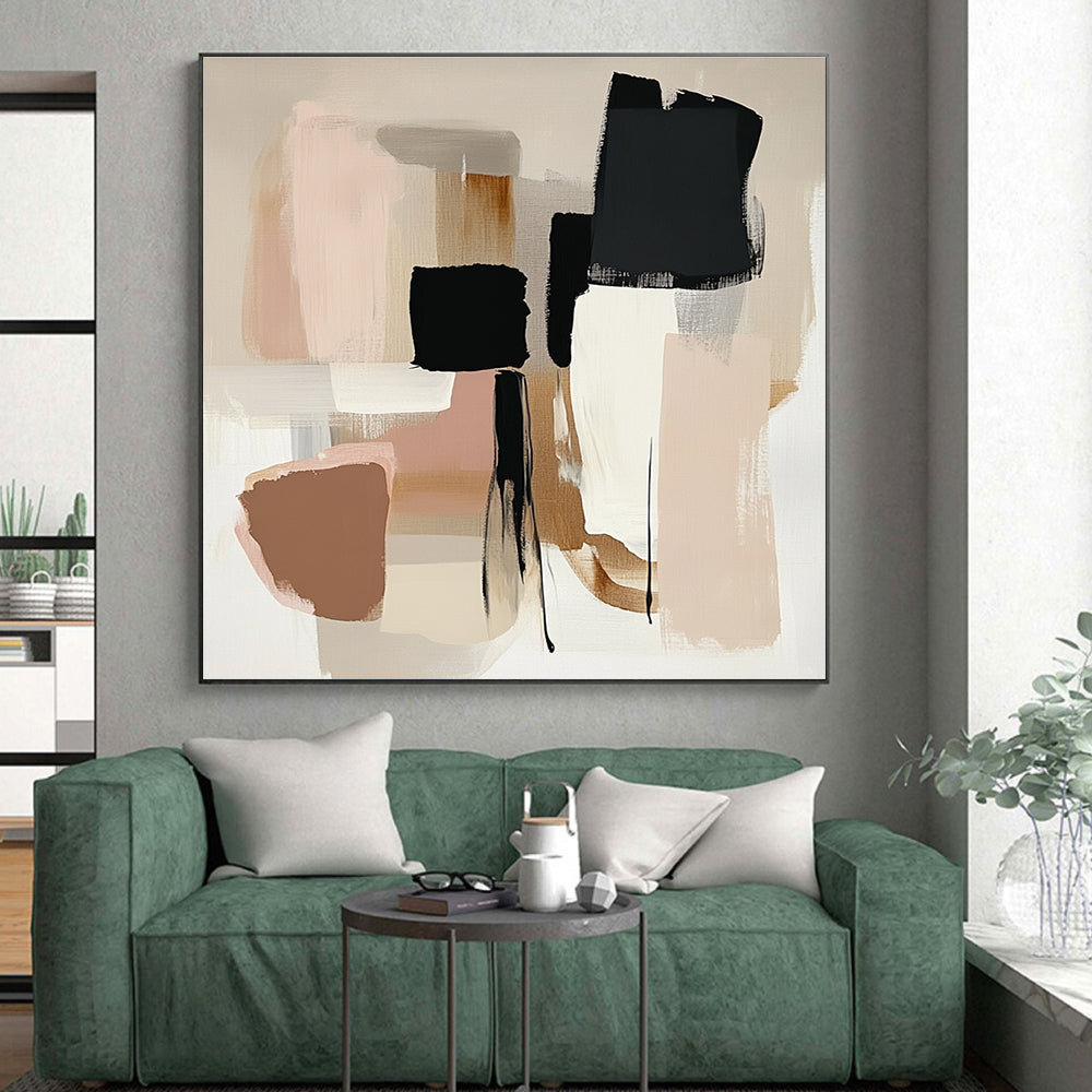 Neutral Tones Block Abstract Painting with Subtle Sophistication WINK791