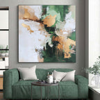 Green Gold White Abstract Painting with Natural Luxury WINK528