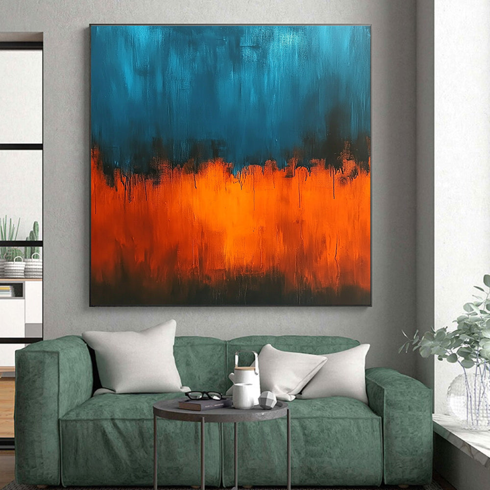 Blue - Orange Abstract Gradient Painting with Bold Contrast WINK388