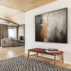 Gray and Gold Abstract Fusion Painting for Sophisticated Office Boardrooms YHT319