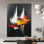 Abstract Sailboats Painting for Nautical - Themed Home Offices GAB1234