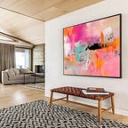 Pink and Orange Abstract Expression Painting with Bold, Spontaneous Marks ABS467