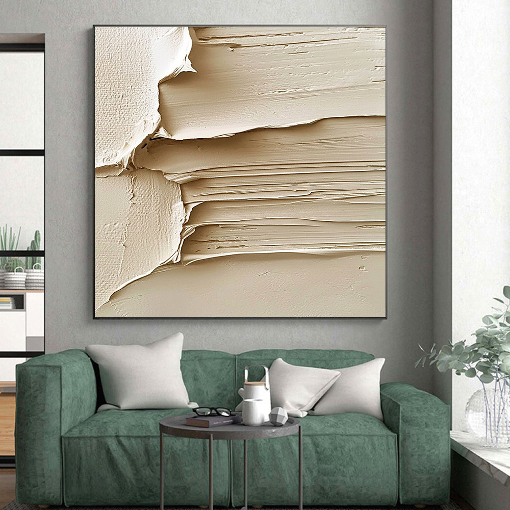Beige Textured Layers Abstract Painting with Subtle Sophistication WINK071