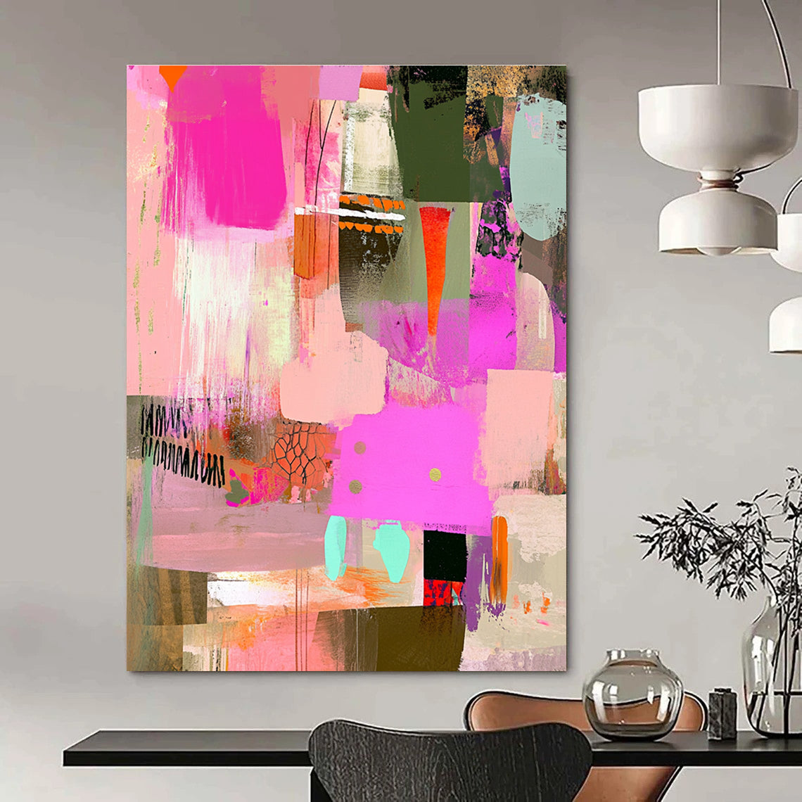 Colorful Collage Abstract Painting for Bohemian - Styled Cafes GAB1013