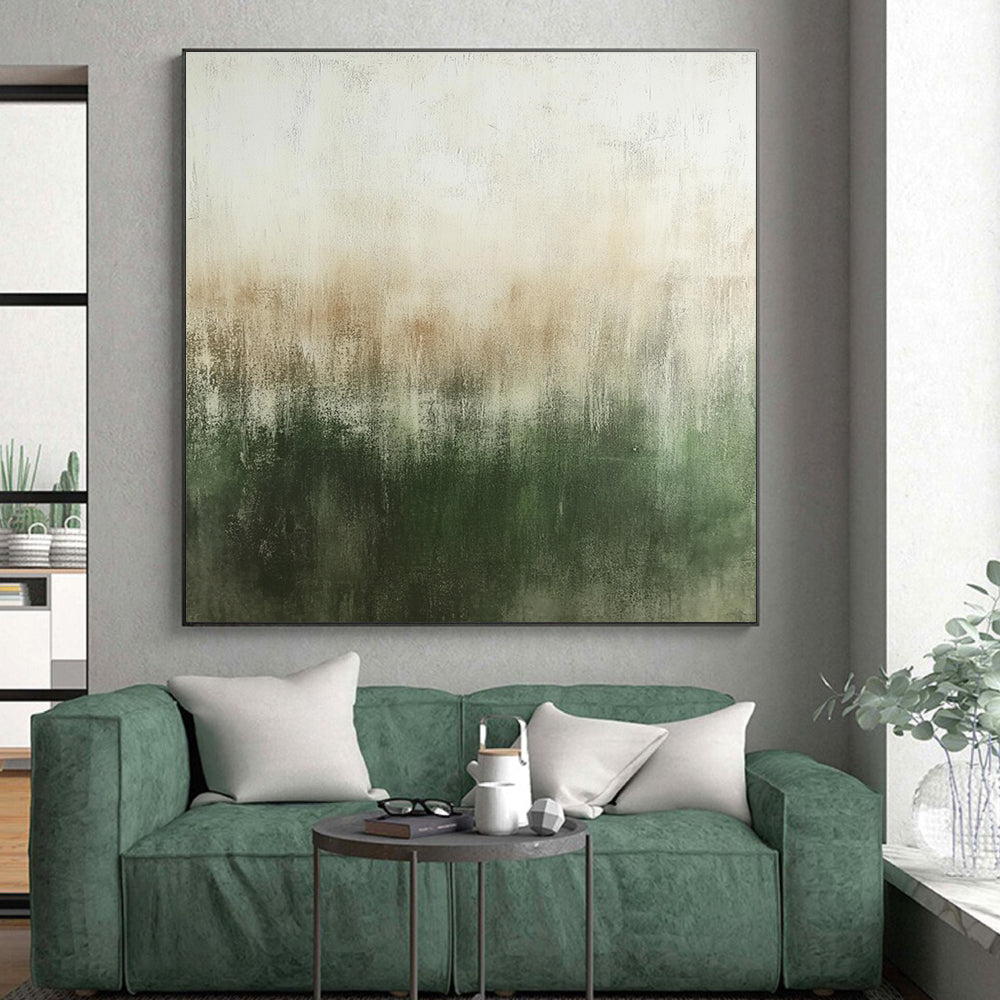 Green - Beige Abstract Gradient Painting with Calming Serenity WINK439