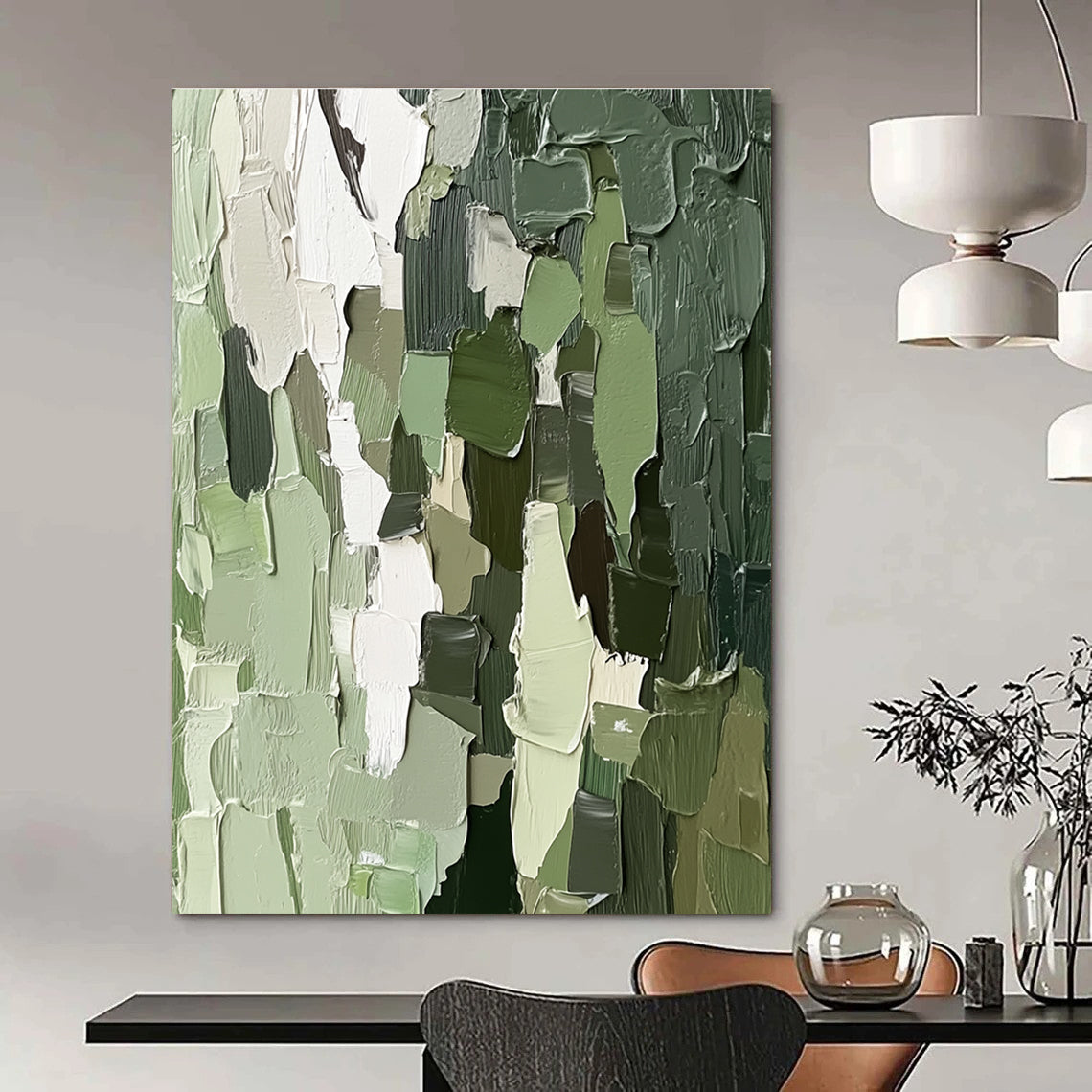 Green Textured Abstract Painting for Nature - Inspired Home Offices GAB1248
