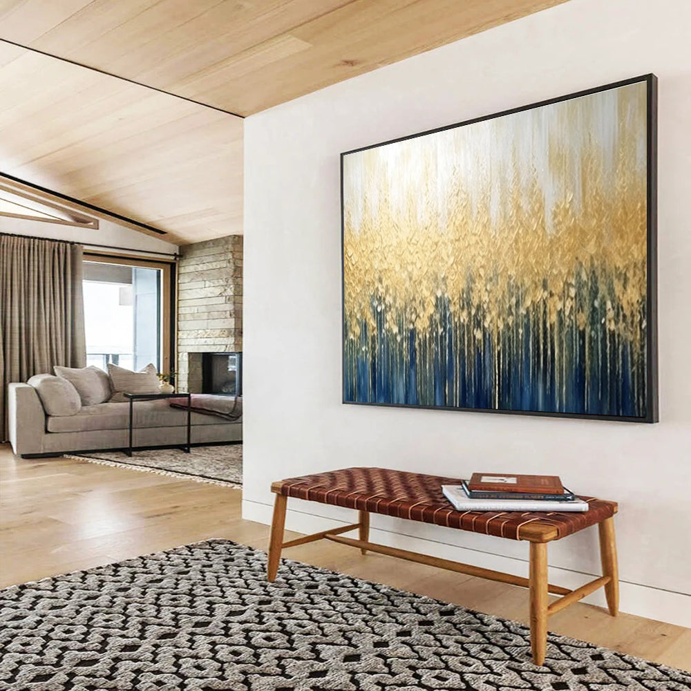 Golden Forest Silhouette Abstract Painting for Luxe Interiors YHT051