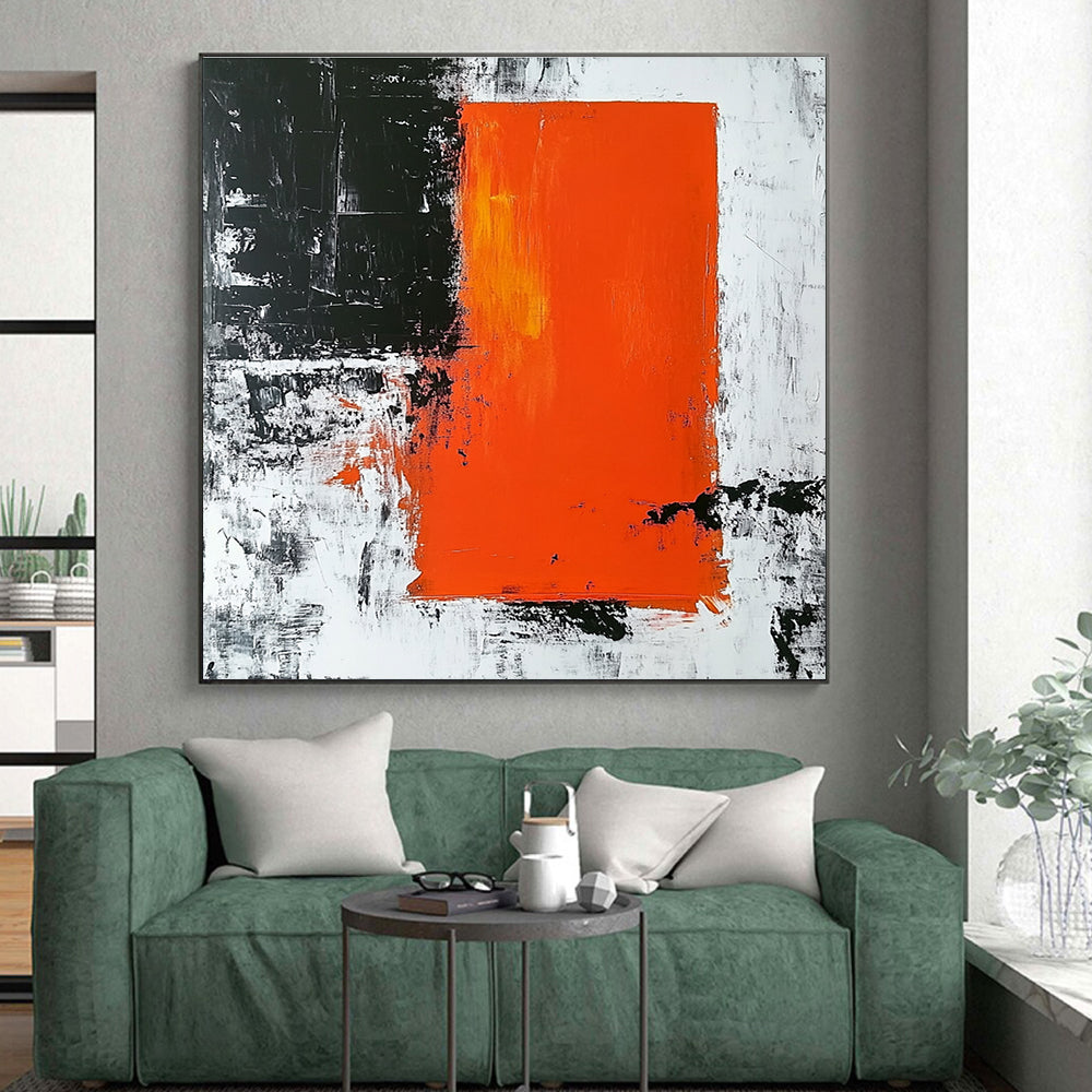 Orange - Black Abstract Contrast Painting with Dramatic Simplicity WINK499