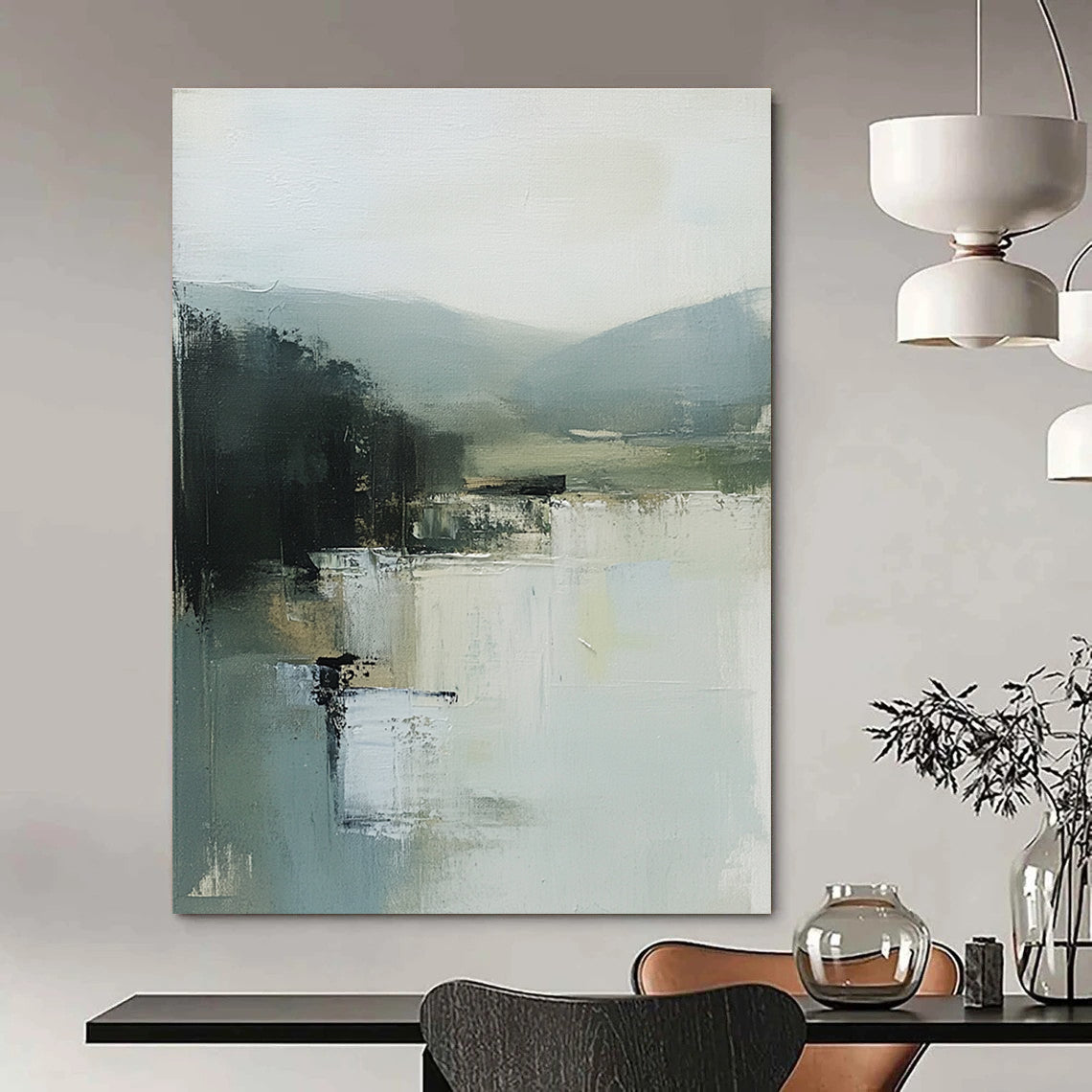 Misty Landscape Abstract Painting for Serene Home Offices GAB1280