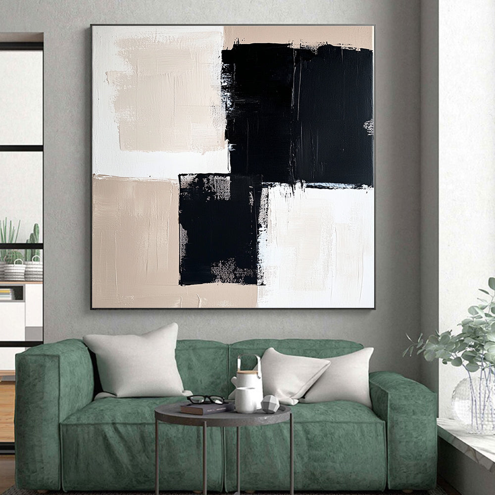 Monochrome Geometric Abstract Painting with Bold Simplicity WINK503