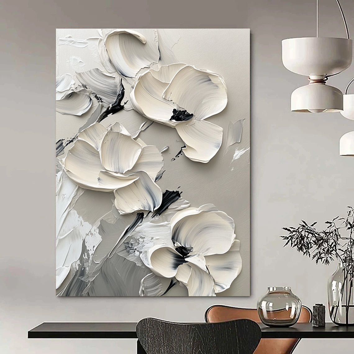 Multi - Flower Relief Abstract Painting for Botanical - Themed Studios GAB1004
