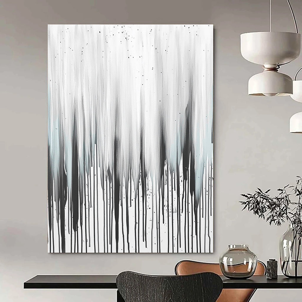 Gray and Black Dripping Paint Abstract Painting for Industrial - Chic Bars GAB0819