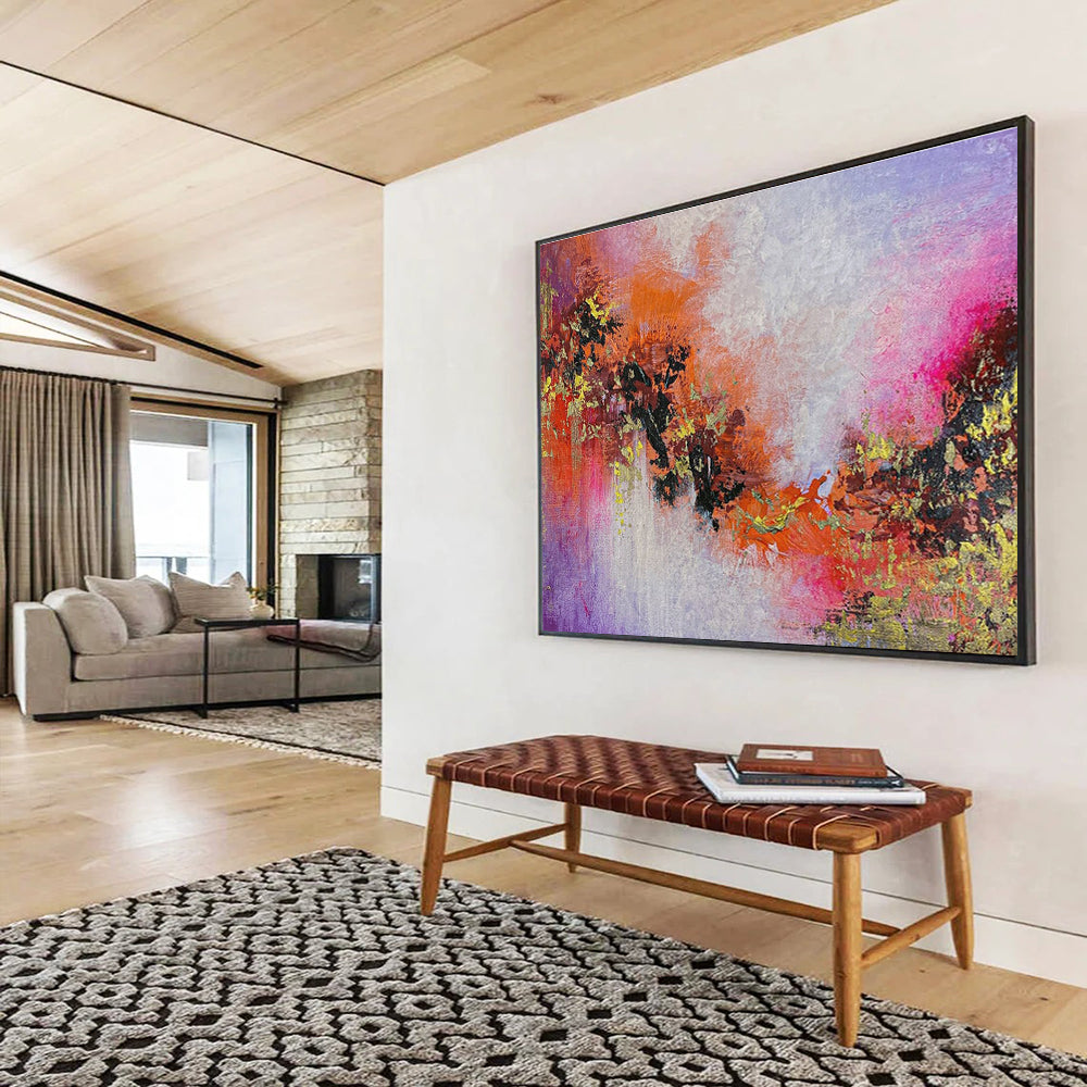 Purple and Orange Abstract Painting for Bohemian - Styled Cafes YHT366