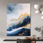 Blue and Gold Mountain Abstract - Luxurious Landscape Abstract Art GAB0458