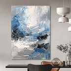 Blue and Gray Abstract Landscape Painting for Minimalist Spaces GAB0713