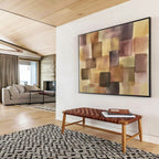 Purple and Brown Squares 1 Abstract Painting with Harmonious Geometry ABS616