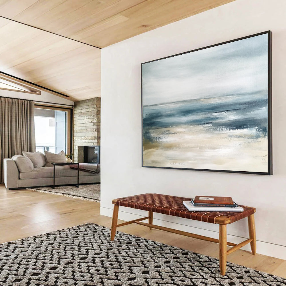 Soft Blue - Gray Seascape Abstract Painting with Subtle Beauty ABS436
