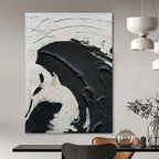 Black - White Swirl Textured Art Abstract Painting for Bold Interiors HENG389
