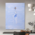 Figure on Textured Blue Path Abstract Painting for Adventure - Themed Spaces HENG327