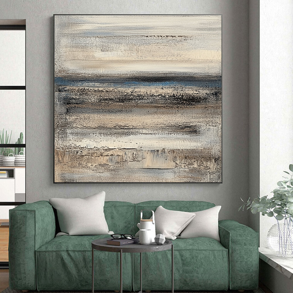 Gray and Blue Textured Layers Abstract Painting with Coastal Calm WINK285