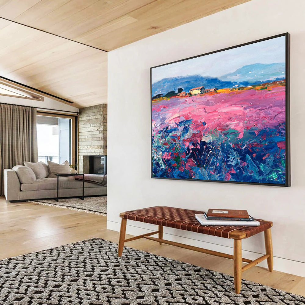 Pink Field Abstract Painting for Countryside - Themed Cafes YHT450