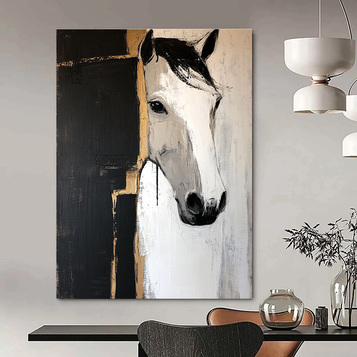 Horse Head Abstract - Stylized Equestrian Abstract Painting GAB0648