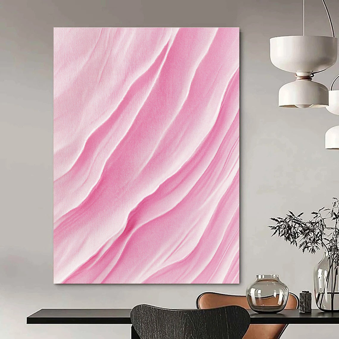 Pink Wavy Texture Abstract Painting for Feminine Spaces GAB1456