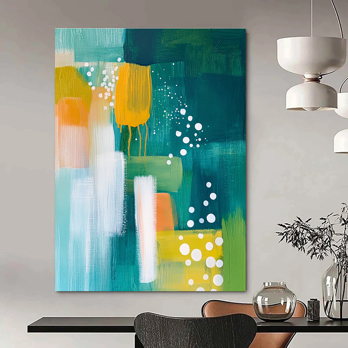 Colorful Bubbles Abstract Painting for Playful Cafes GAB1083