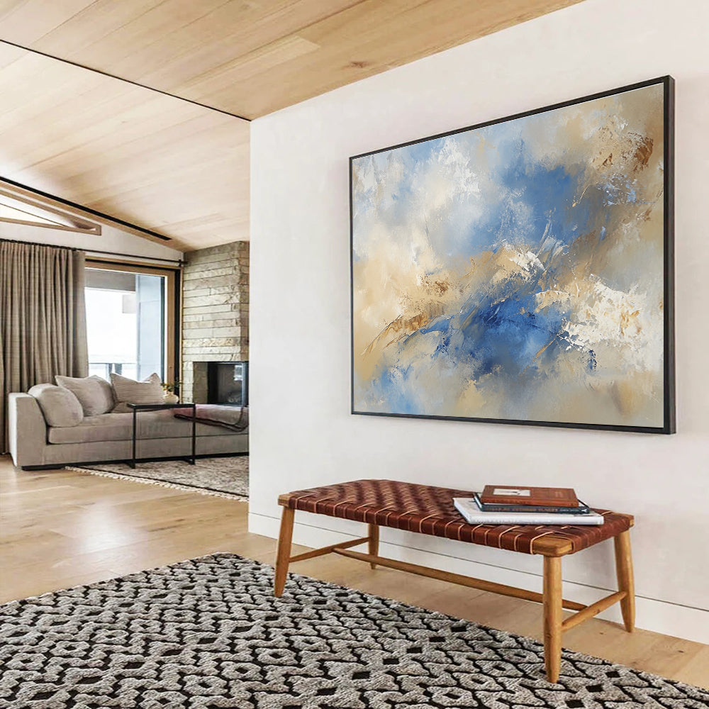 Soft Blue - Beige Abstract Landscape - Inspired Painting ABS181