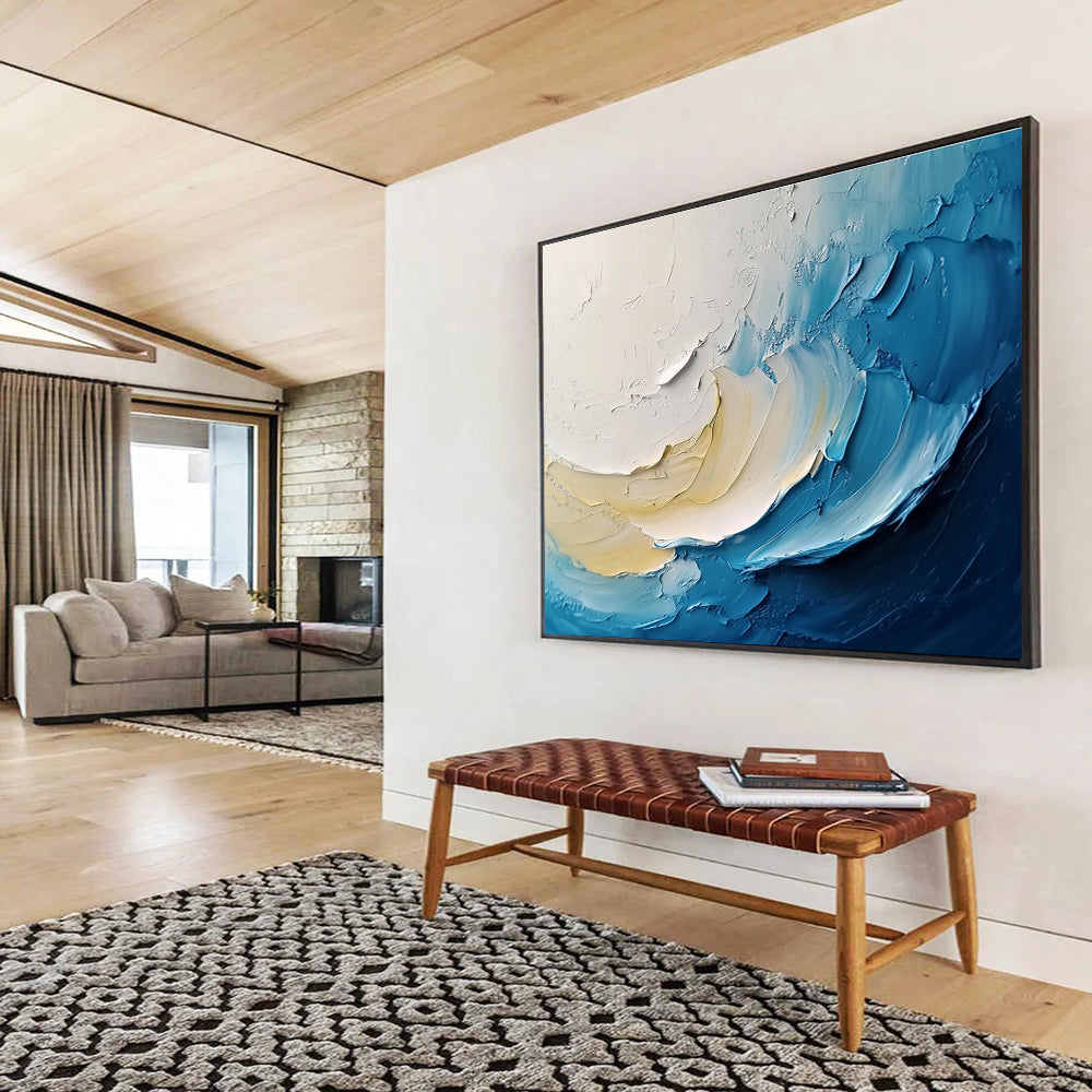 Textured Wave Abstract Painting with Dynamic, Tactile Layers ABS526