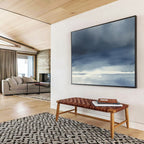 Blue Gradient Seaside Abstract Painting with Subtle Drama ABS614