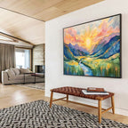 Sunrise Mountain Abstract Painting for Adventure - Lover Offices YHT416