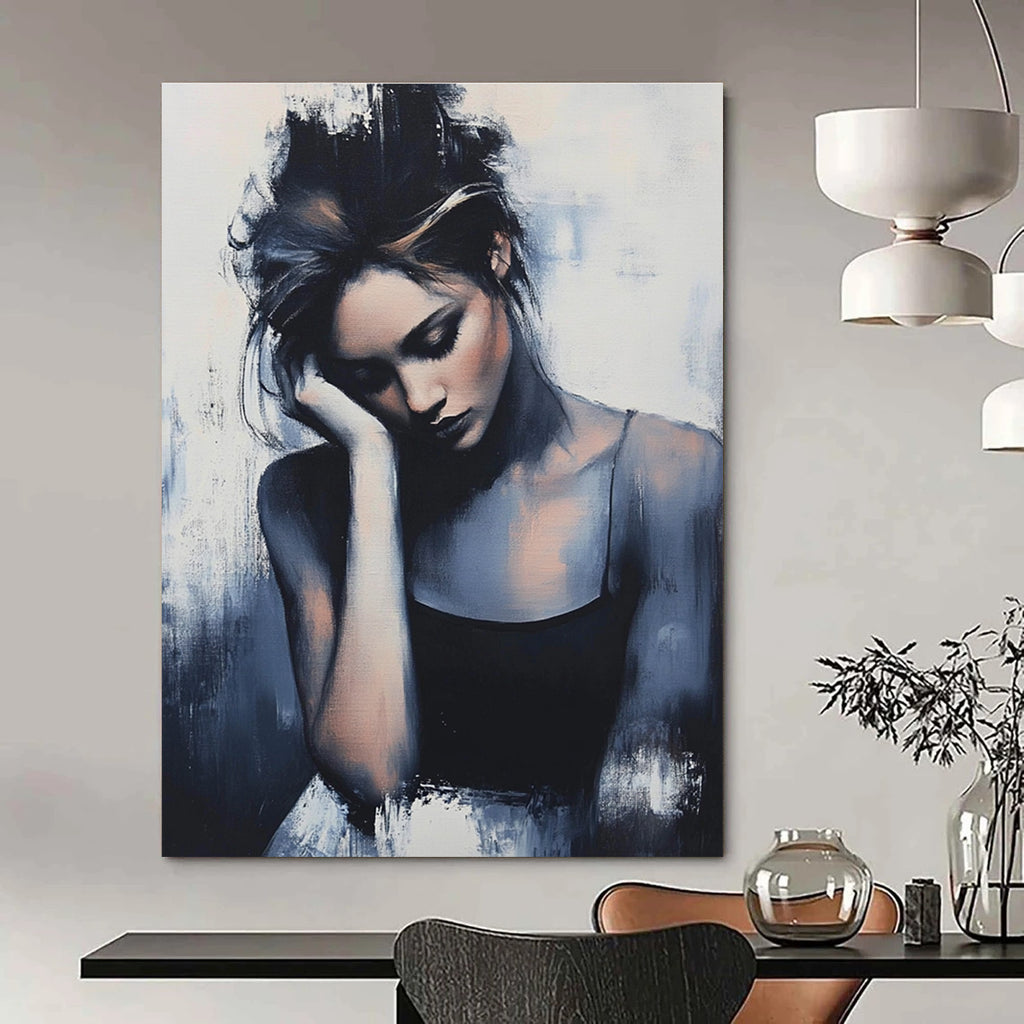 Pensive Woman Portrait - Emotional Figurative Abstract Painting GAB0425