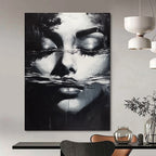 Woman’s Face in Water Evocative Abstract Painting for Thoughtful Spaces GAB1426