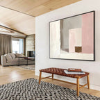 Pink and Brown Minimalist Abstract with Geometric Forms Abstract Painting ABS380